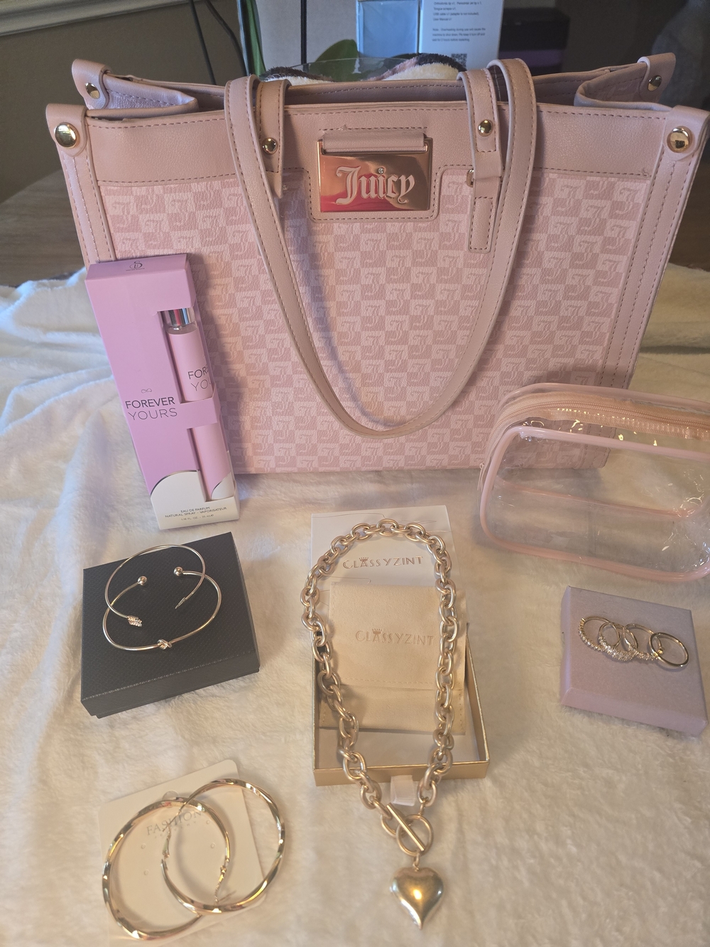 Juicy Couture "Rule Breaker Tote" with Gold Hardware + Jewelry & Fragrance Set